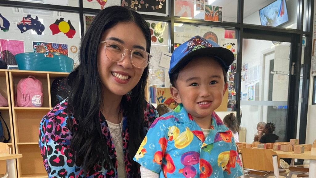 Audiologist Angelie with baby with hearing loss